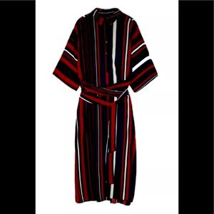 Zara Stripe Button Down Shirt Dress medium